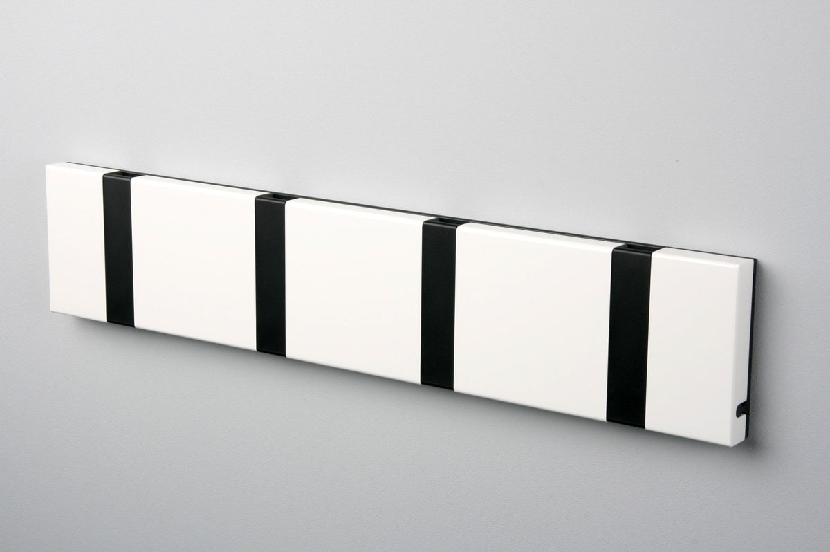 White Coat Rack – Modern Wall-Mount Design with Retractable Hooks 