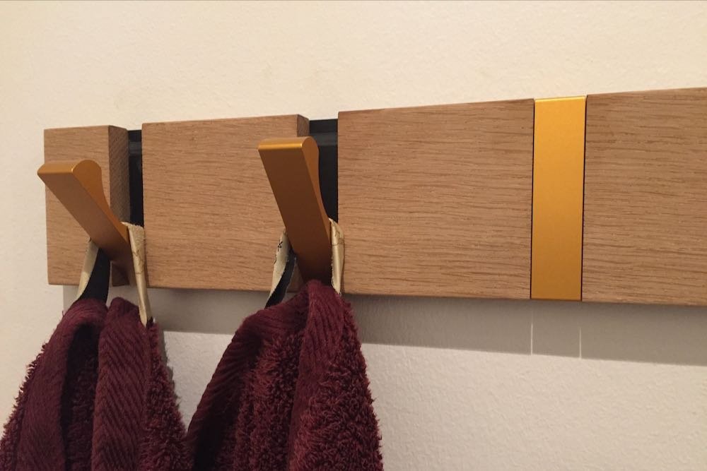 Oiled Oak with Brass Coat Hooks