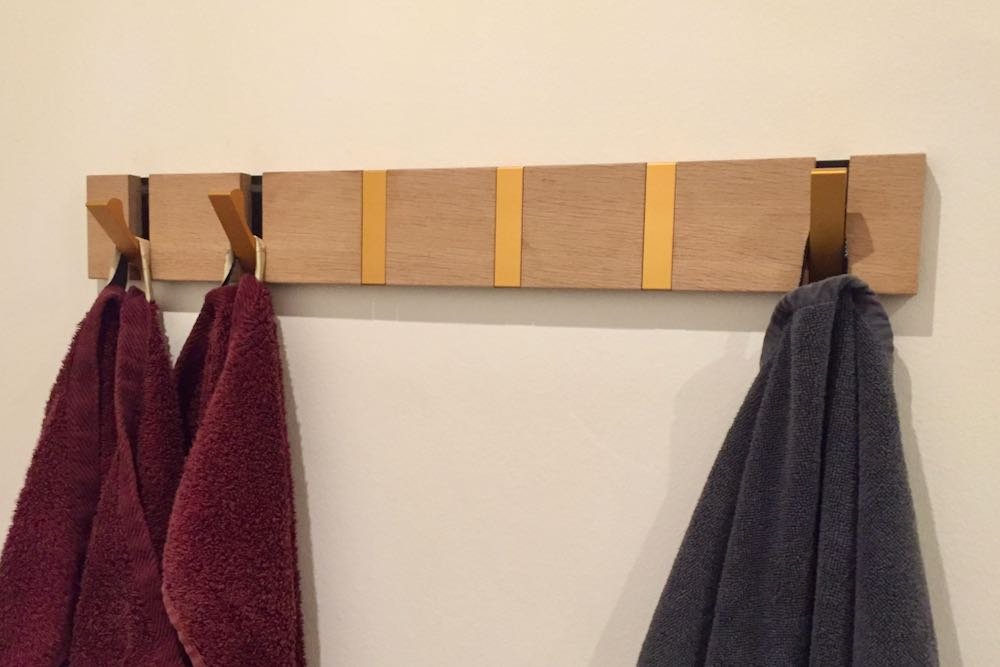 Oiled Oak with Brass Coat Hooks