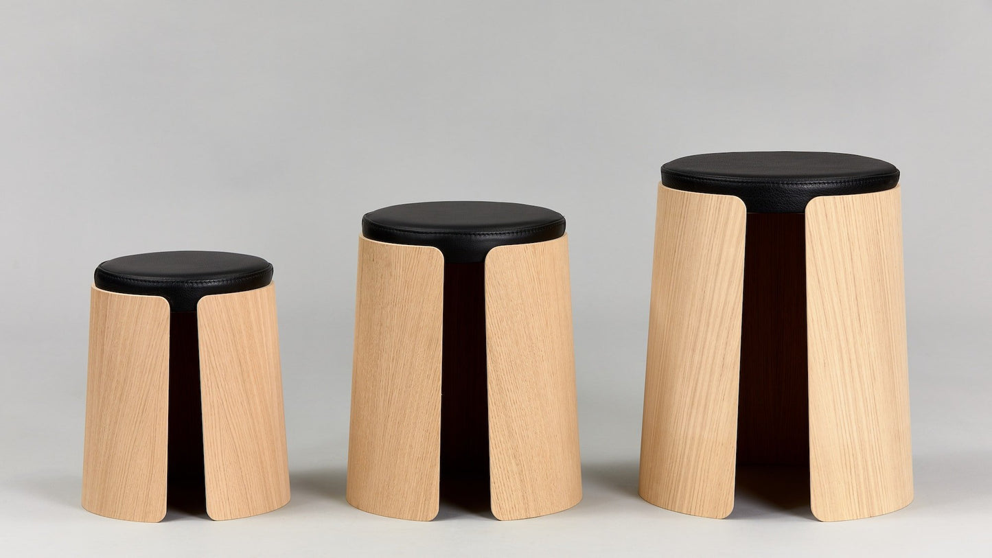 Design Stool In Moulded Veneered Oak