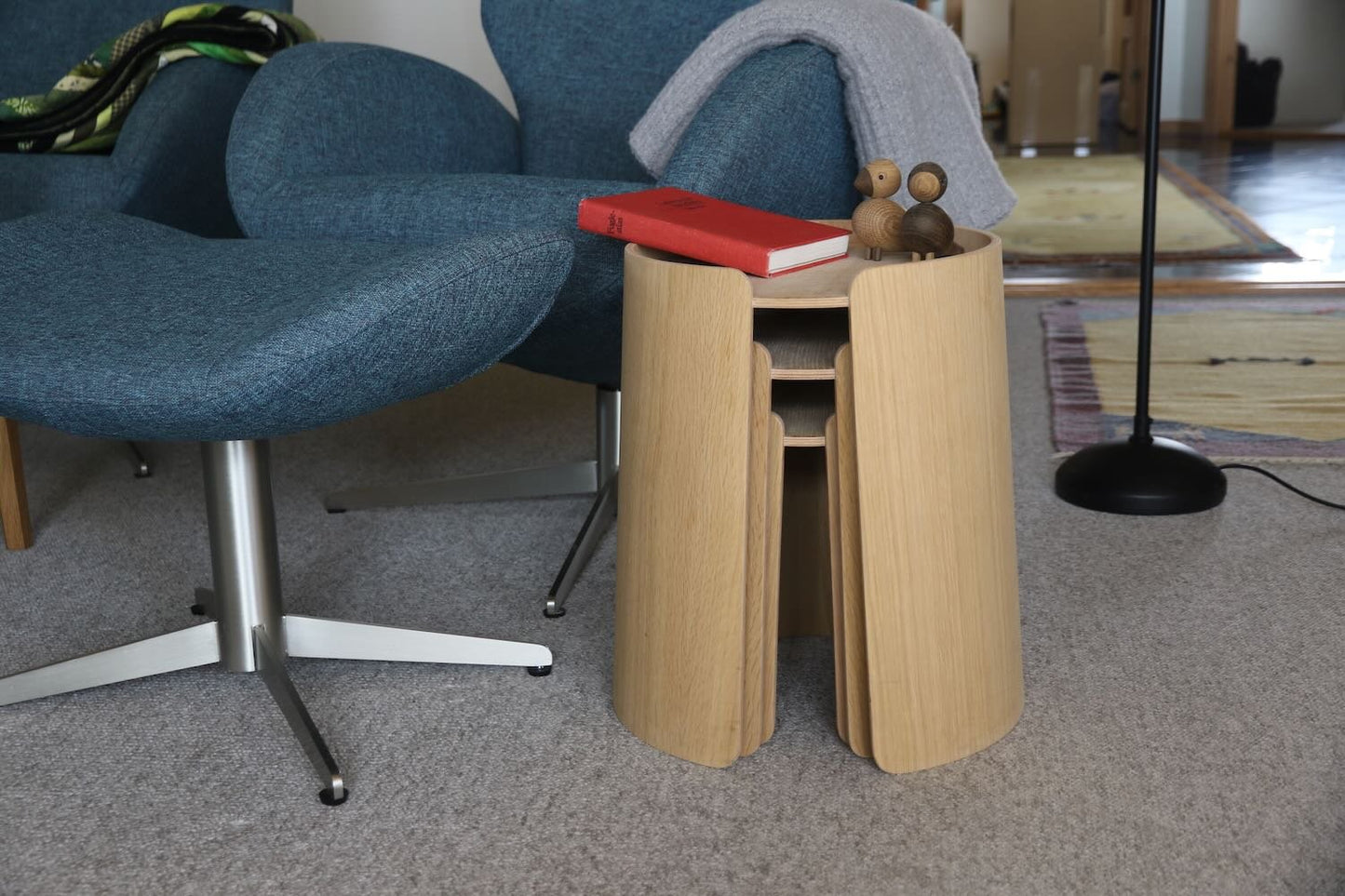 Modern Round Side Table in Solid Oak