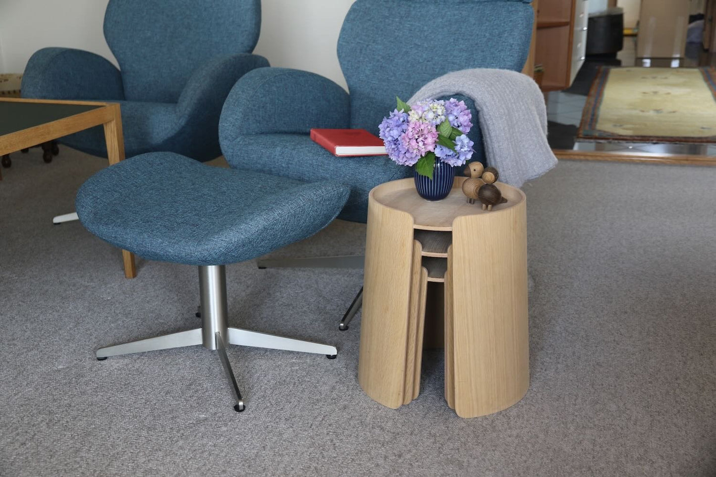 Modern Round Side Table in Solid Oak