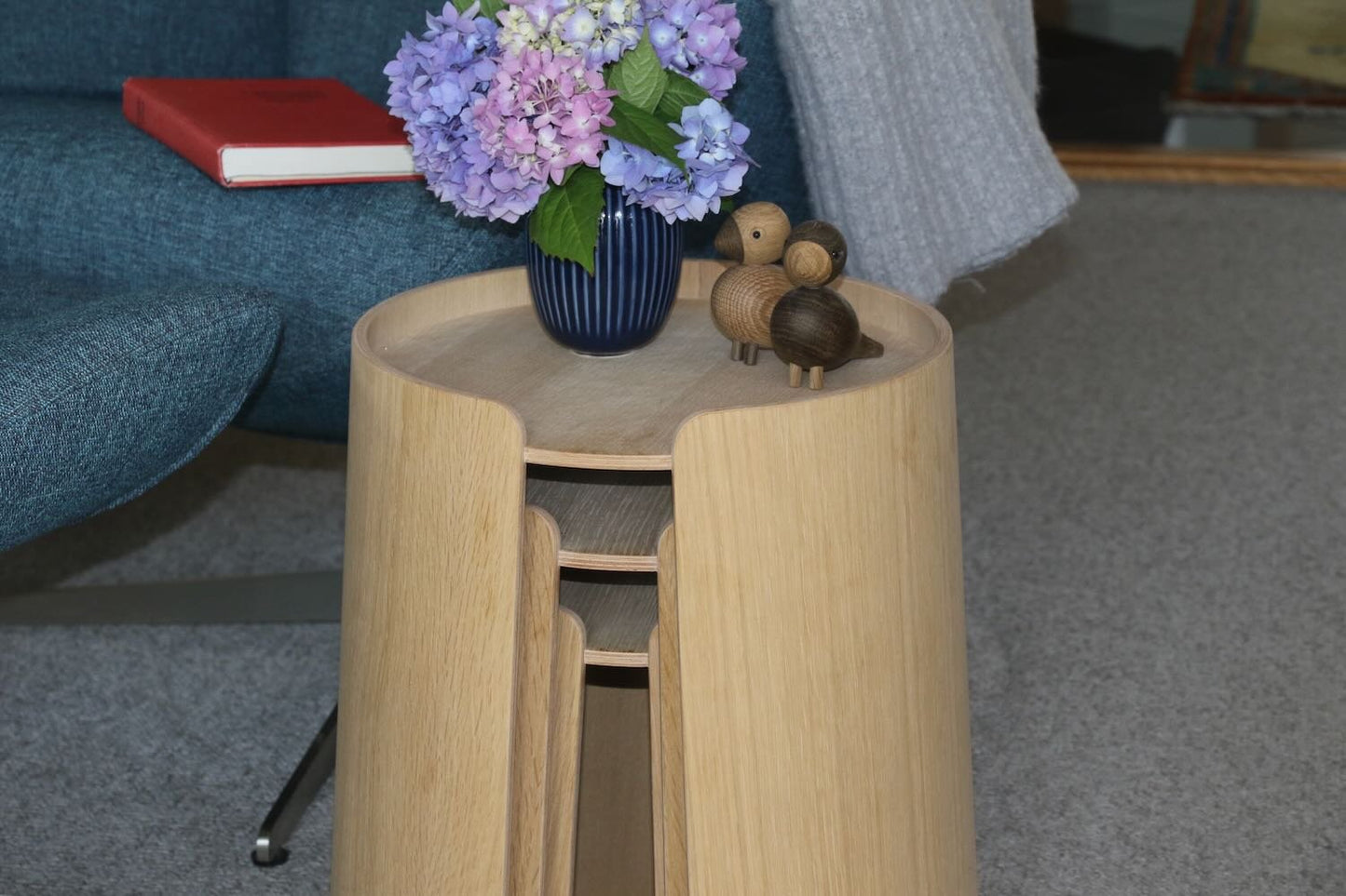 Modern Round Side Table in Solid Oak